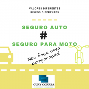 seguro automóvel diferente de seguro moto